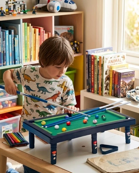 Mini Bilardo Oyunu Seti Evde Eğlenceli Masa Oyunu Çocuk Ve Aile ürün görseli 1