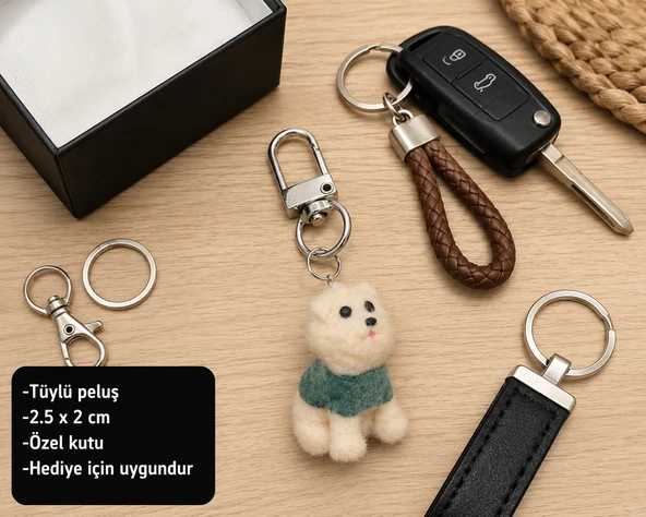 Sevimli Peluş Köpek Charm Anahtarlık Hediye Aksesuar Çanta ve Anahtar Süsü ürün görseli 1