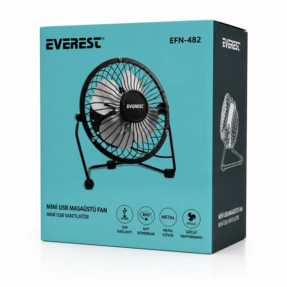 Masaüstü Mini USB Fan - Metal Gövdeli - Ultra Sessiz ürün görseli 1