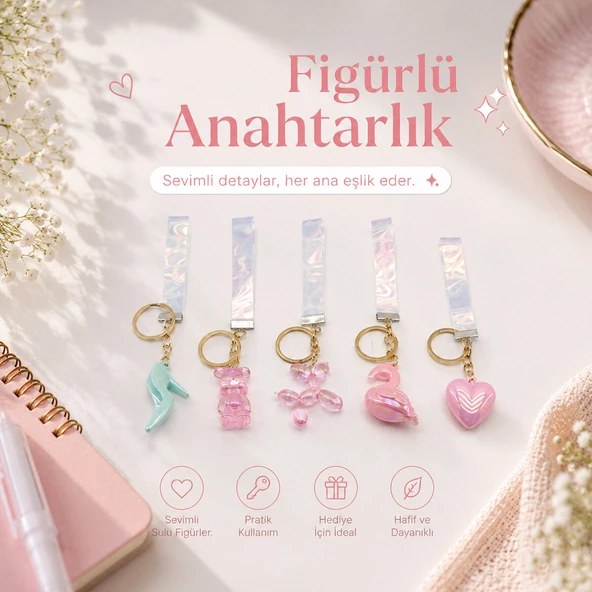 12 ADET FİGÜRLÜ ANAHTARLIK MİX = DESEN - RENK (5250) ürün görseli 1