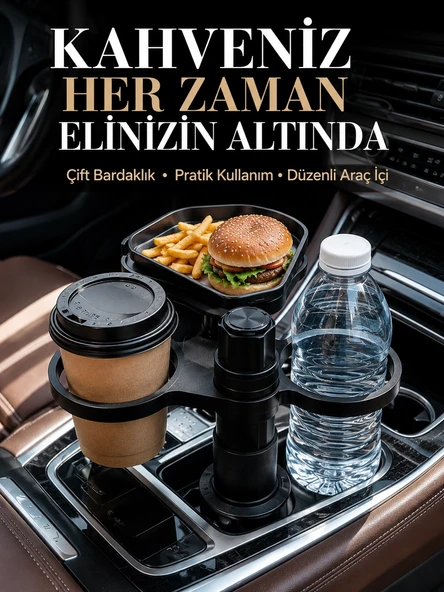 Otomobil İçin Çift Bardak Tutucu Ve Çok Amaçlı Organizer ürün görseli 1