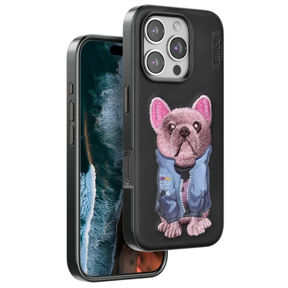 Venco  İphone 16 Pro Cute Desenli Kapak - Siyah ürün görseli 1
