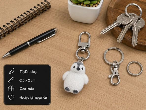 PolarPuff Peluş Penguen Charm Anahtarlık – Sevimli Mini Çanta Süsü Hediyesi ürün görseli 1