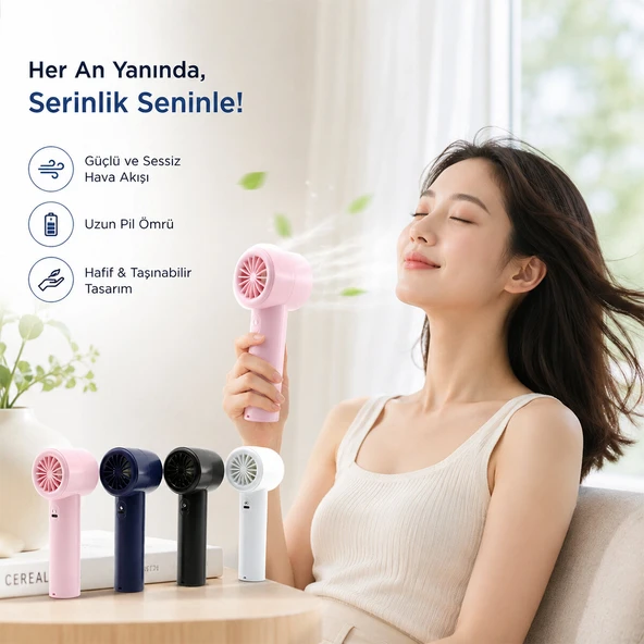 MİNİ EL FANI RENKİ AYARLANABİLİR HIZ AYARI DİJİTAL GÖSTERGE FAN - VANTİLATÖR 5W WX-638 HERHANGİ BİR RENK GÖNDERİLİR (5250) ürün görseli 1