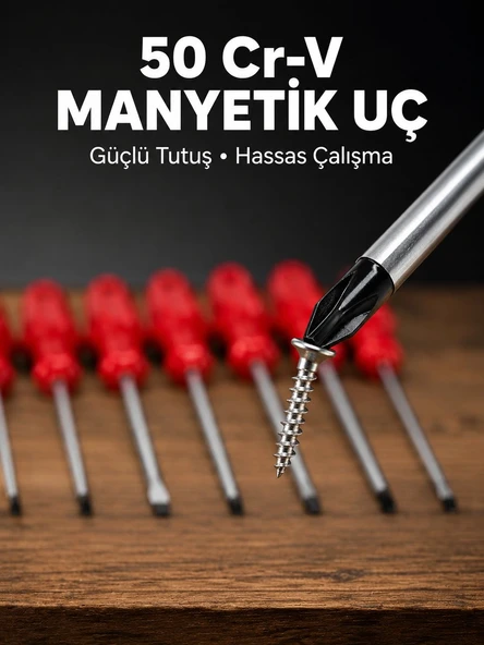 7 Parça Tornavida Seti Manyetik Uç Ergonomik Sap ürün görseli 1