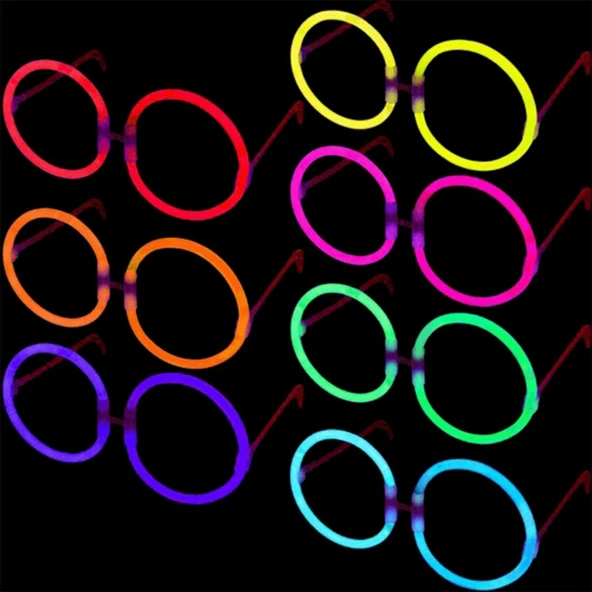 Glow Stick Yuvarlak Gözlük - Glow Partisi Gözlükleri - Glow Stick Gözlük 12 Adet ürün görseli 1