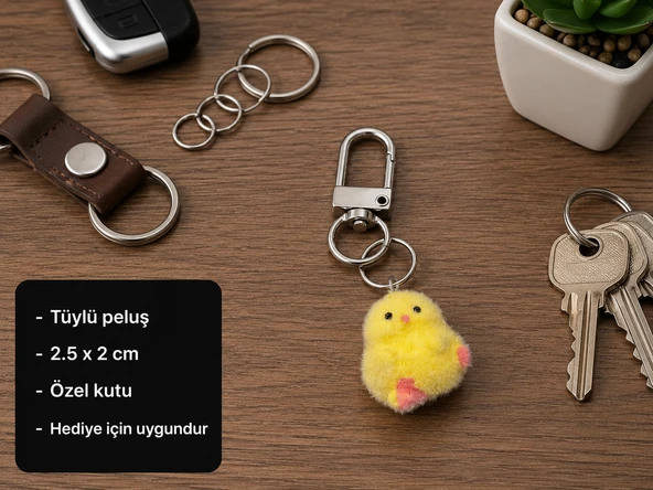 Sevimli Civciv Peluş Charm Anahtarlık – Yumuşak Tüylü Çanta Süsü Aksesuar ürün görseli 1
