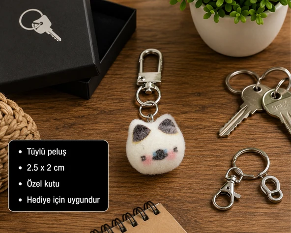 Mochi Pati Peluş Charm Anahtarlık Sevimli Kedi Figürlü Çanta Aksesuarı Hediye ürün görseli 1