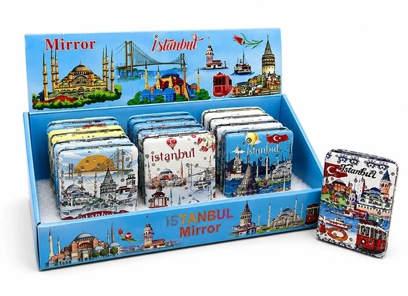 Taşlı İstanbul Temalı Kalın El Aynası Alk5822 ürün görseli 1