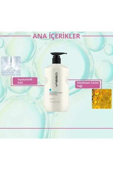 VASSO EVOLUTION,VASSO NEMLENDİRİCİ AQUA THERAPY ŞAMPUAN HYDRATE 500ML ürün görseli 1