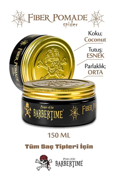BARBERTİME,Fiber Pomade Spider Elastik Saç Şekillendirici Wax 150ml ürün görseli 1