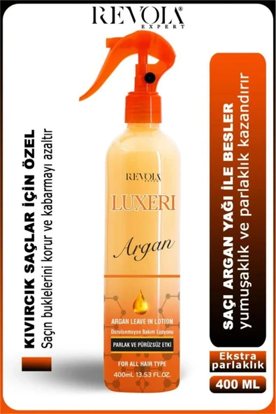 REVOLA,Expert Luxeri Parlak ve Pürüzsüz Etki Fön Suyu 400 Ml Argan ürün görseli 1