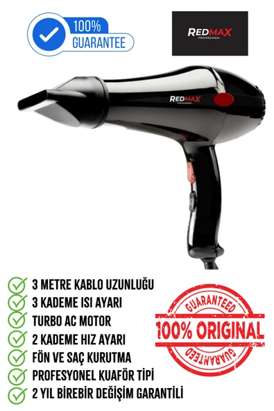 REDMAX PROFESYONEL,REDMAX FORCE 6300 KUAFÖR TİPİ PROFESYONEL FÖN MAKİNESİ ürün görseli 1