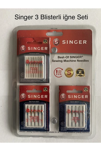 SİNGER Iğne 3 Blisterli Iğne Seti (10 STANDART, 5 JARSE VE 5 KOT İĞNESİ) ürün görseli 1