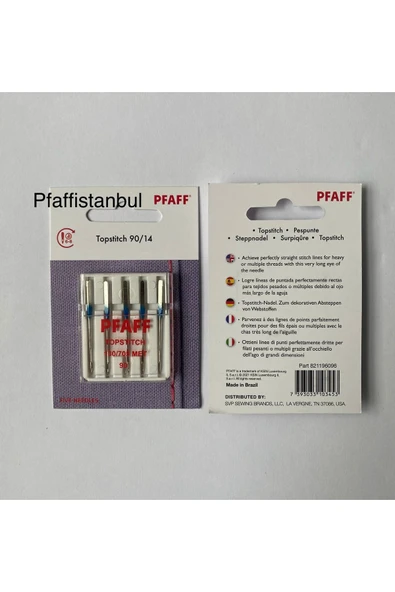 Pfaff Büyük Delikli, Metalik ( Sim ) Iplik Iğnesi 14 No. (1 Paket=5 Adet) (821196096) ürün görseli 1