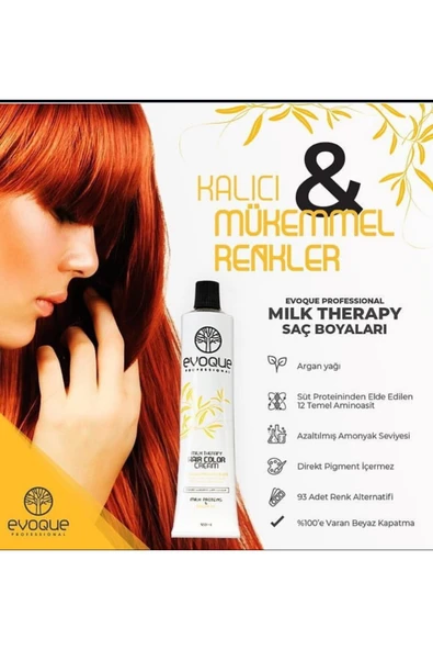 EVOQUA,Evoque profesyonel Milk therapy Kuaför saç boyası 100 ml Beyaz kapatma %100 ürün görseli 1