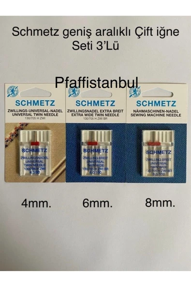 SCHMETZ Geniş Aralıklı Çift Iğne Seti 3'lü - Resim 2