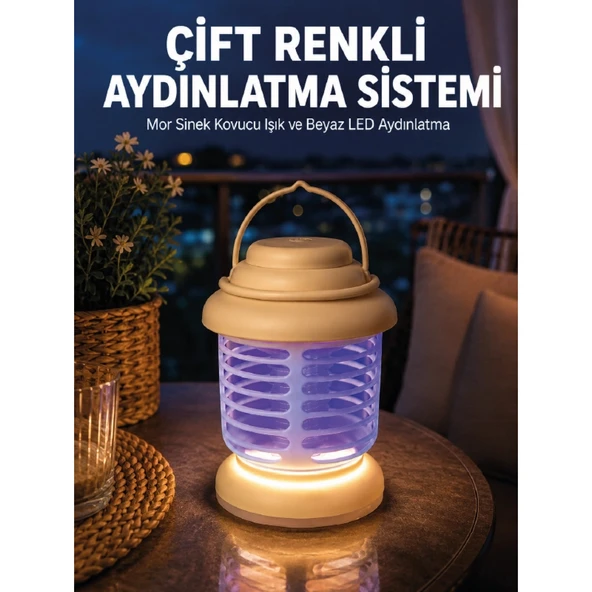 Çift Renkli LED Aydınlatmalı Taşınabilir Sinek Kovucu Lamba ürün görseli 1
