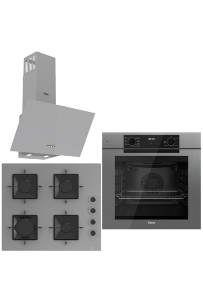 Grey FryArt 3 lÃ¼ Ankastre Set ( QEP63CPR - SS208 - D088 ) ürün görseli 1