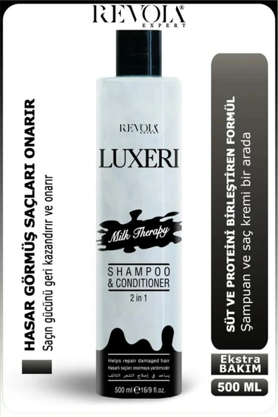 REVOLA,Luxeri 2'si 1 Arada Şampuan ve Kondisyoner Yıpranmış Saçlar İçin Onarıcı 500 Ml Milk Therapy ürün görseli 1