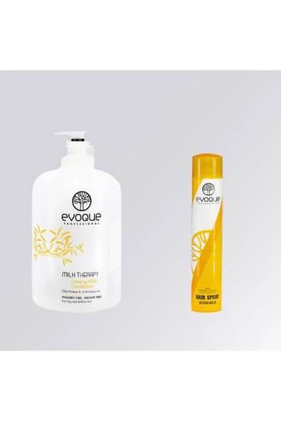 EVOQUA,Evoque Milk Therapy Saç Kremi 1000 Ml + Evoque Professıonal Saç Spreyi Ultra Hold ürün görseli 1