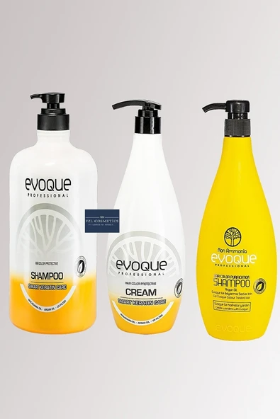 EVOQUA,Evoque Professional Smart Keratin Serisi Şampuan + Saç Kremi +non-ammonıa Arındırcı Şampaun 1000ml ürün görseli 1