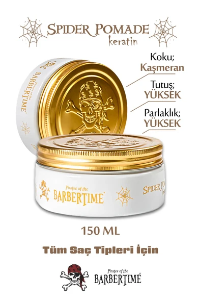 BARBERTİME,Spider Pomade Keratin Elastik Saç Şekillendirici Wax 150ml ürün görseli 1
