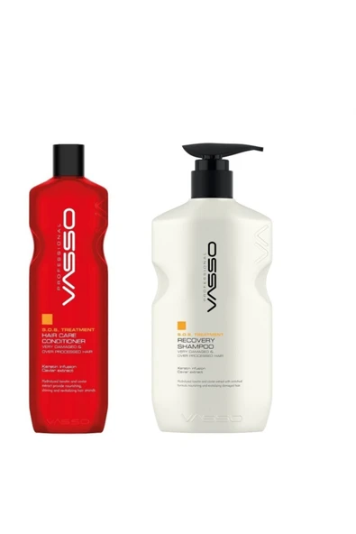 VASSO WOMEN,Yıpranmış Saçlar İçin Keratin Ve Havyar Acil Kurtarma Seti-Şampuan 500ml-Krem 460m ürün görseli 1