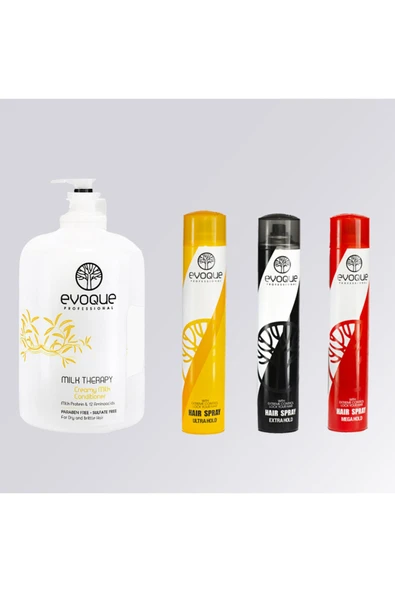 EVOQUA,Evoque Milk Therapy Saç Kremi 1000 Ml + Evoque Professıonal Saç Spreyi 3lü ürün görseli 1