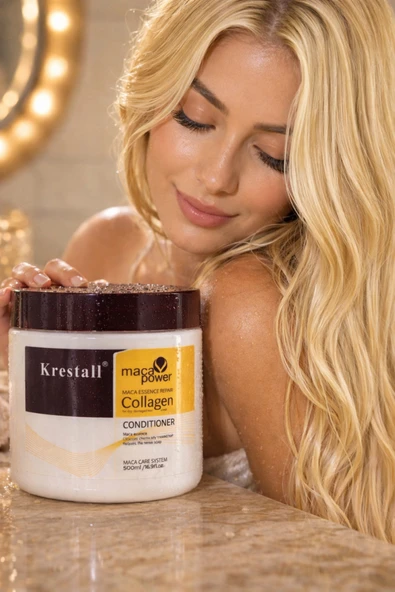 KRESTALL,Kolajen Saç Maskesi 500 ml Maca Özlü Onarıcı Nemlendirici Parlaklık Veren Saç Bakım kremi ürün görseli 1