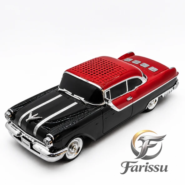 Klasik Araba Tasarımlı Nostaljik Bluetooth Hoparlör - FM Radyo, USB, AUX, TF Kart Destekli Kablosuz Ses Bombası ürün görseli 1