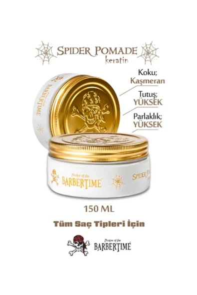 BARBERTİME,SAÇ ŞEKİLLENDİRİCİ WAX SPIDER POMADE KERATIN 150 ML ürün görseli 1