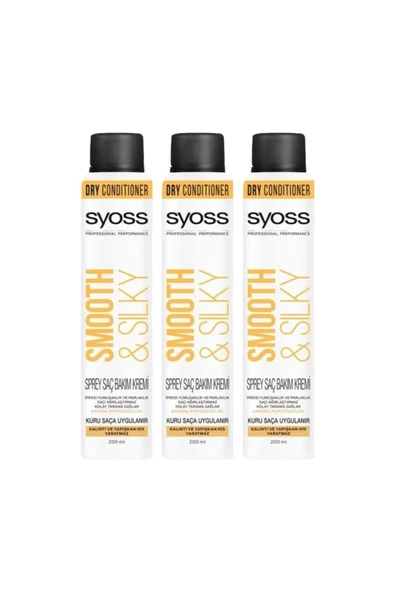 SYOSS,Smooth & Sılky Sprey Saç Bakım Kremi 200ml 3lü Set ürün görseli 1