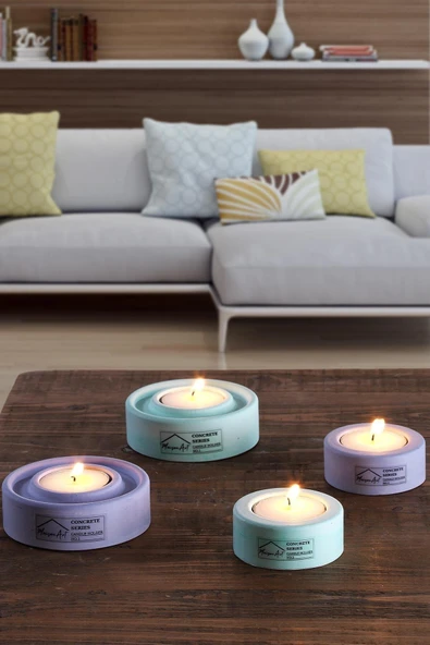Holder | 4'lü Set Mumluk | Tea Light Mumluk Seti | Lila-yeşil ürün görseli 1