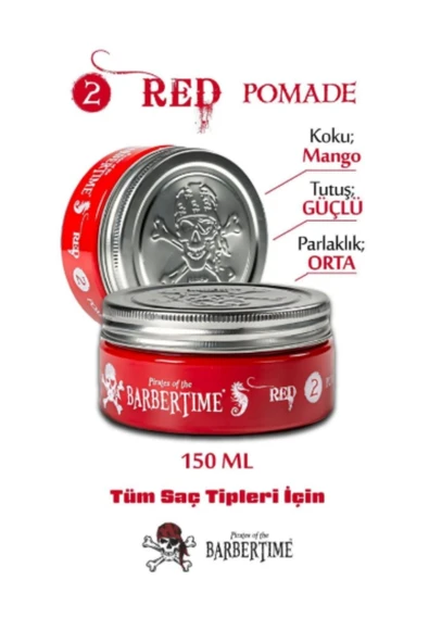 BARBERTİME,SAÇ ŞEKİLLENDİRİCİ WAX RED POMADE 02 150 ML ürün görseli 1