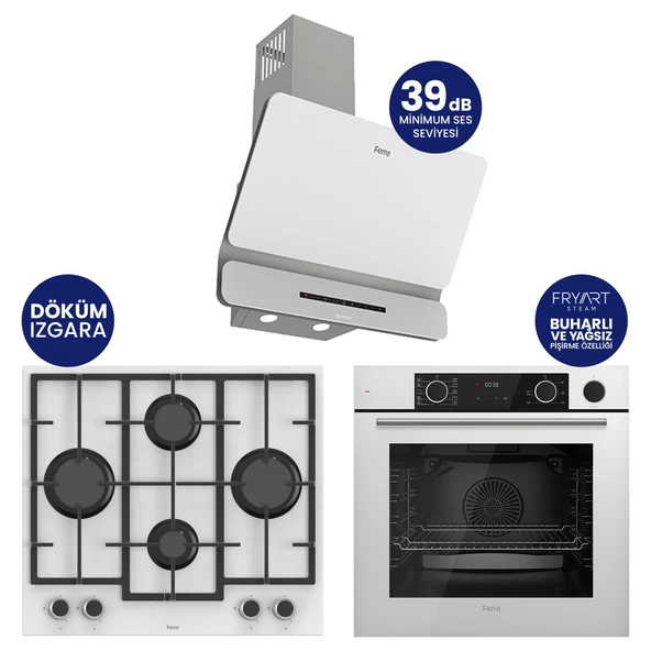 Steamart & Fryart Chef Edition Beyaz 3'lü Ankastre Set XE64CB-LN386-D081SA ürün görseli 1