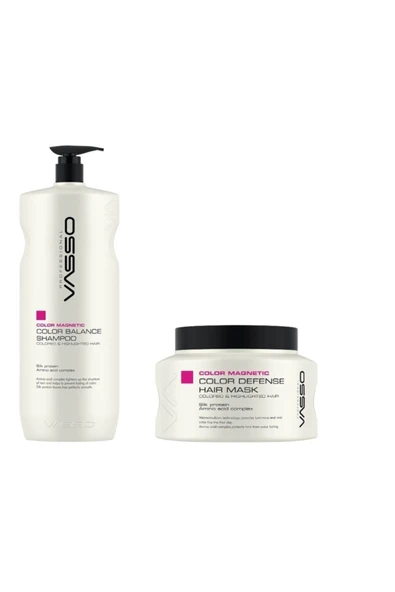 VASSO WOMEN,Boyalı Saçlar Için Ipek Proteini Salon Boy Renk Koruma Seti- Şampuan 1500ml- Maske 525ml ürün görseli 1