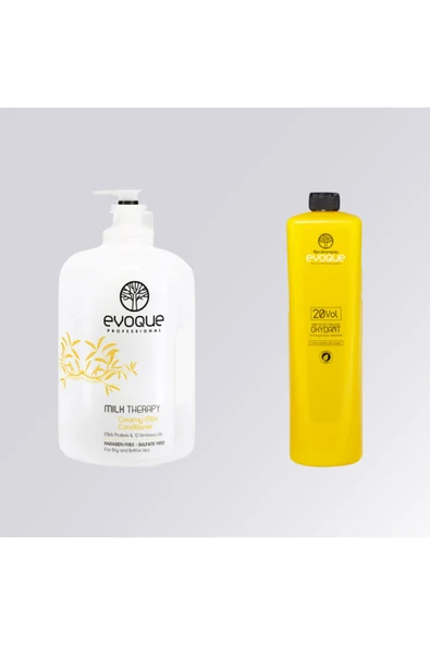 EVOQUA,Evoque Milk Therapy Saç Kremi 1000 Ml + Evoque Mılk Therapy Oksidan Krem 1000 Ml ürün görseli 1