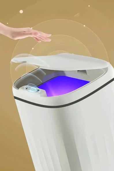 Akıllı Teknolojik Sensörlü Çöp Kovası Işık Antibakteriyel Koku Geçirmez Ofis Banyo Mutfak 20l Uv ürün görseli 1