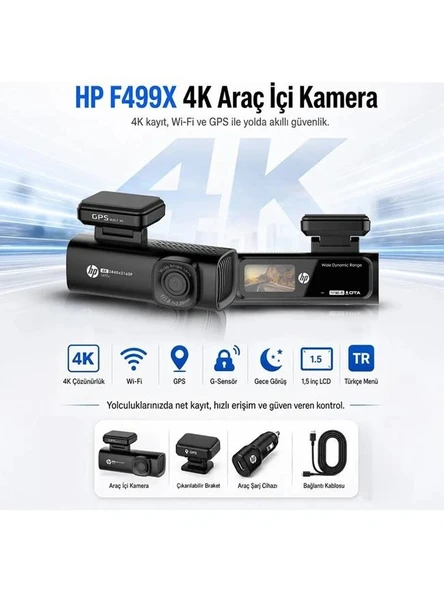 HP F499x 4K Araç İçi Lcd Ekran Wi-fi Kamera (Türkiye Garantili) ürün görseli 1