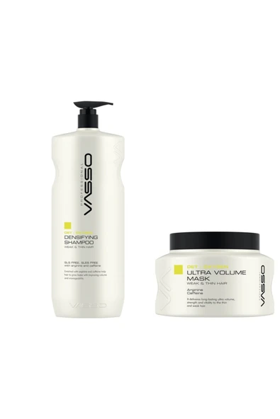 VASSO WOMEN,Ince Telli Saçlar Için Hacimlendirici Ve Yoğunlaştırıcı Set-şampuan 1500ml-maske 525ml ürün görseli 1