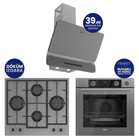 Steamart & Fryart Chef Edition Gri 3'lü Ankastre Set XE64CPR-LN388-D082SA ürün görseli 1