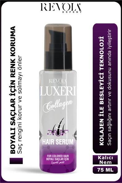 REVOLA EXPERT,Luxeri Kolajen Saç Serumu, Boyalı Saçları Korur, Nemlendirir Ve Doğal Parlaklık Sağlar Collagen 75ml ürün görseli 1