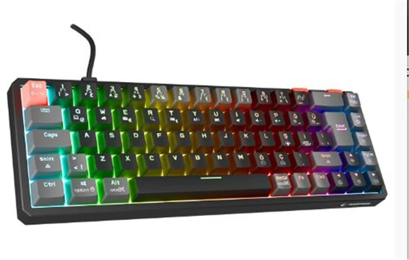 Rampage YORU MINI Siyah-Gri Type-C Bağlantılı OUTEMU Red Swich Q Mekanik Gaming Oyuncu Klavye RGB ürün görseli 1