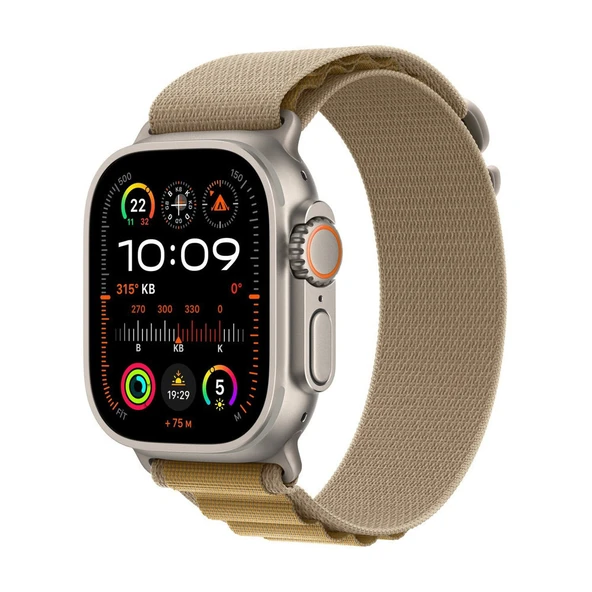 Apple Watch Ultra 2 GPS + Cellular 49mm Natürel Titanyum Kasa ve Uçuk Kahve Alpine Loop Kordon Akıllı Saat Büyük Boy ürün görseli 1