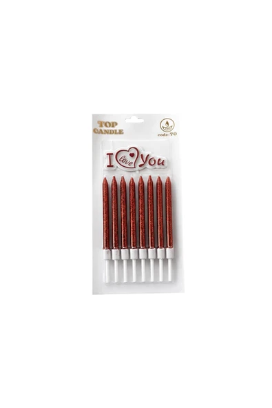 Simli I Love You Mum Seti 8cm 8li Kırmızı ürün görseli 1