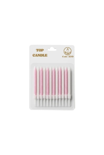 Simli Pastel Mum Seti 8cm 12li Pembe Beyaz ürün görseli 1