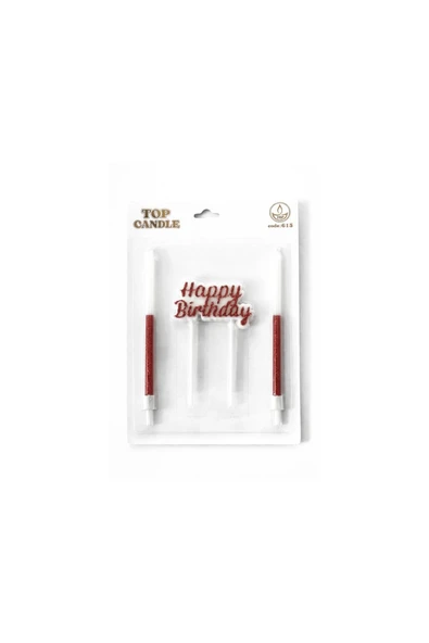 Simli Happy Birthday Mum Seti 3lü Kırmızı ürün görseli 1