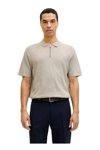 Jack&Jones 12288260 Yakali Erkek Tshirt - Bej ürün görseli 1