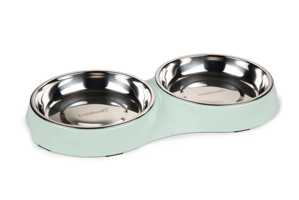 Beeztees Kedi İkili Mama ve Su Kabı, Paslanmaz Çelik, Mint, 35x18x3cm, 2x420ml ürün görseli 1